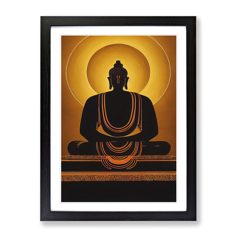 XV1022-4197X Striking Buddha - Single Picture Frame Print, Black, 64cm H x 46cm W x 2cm D