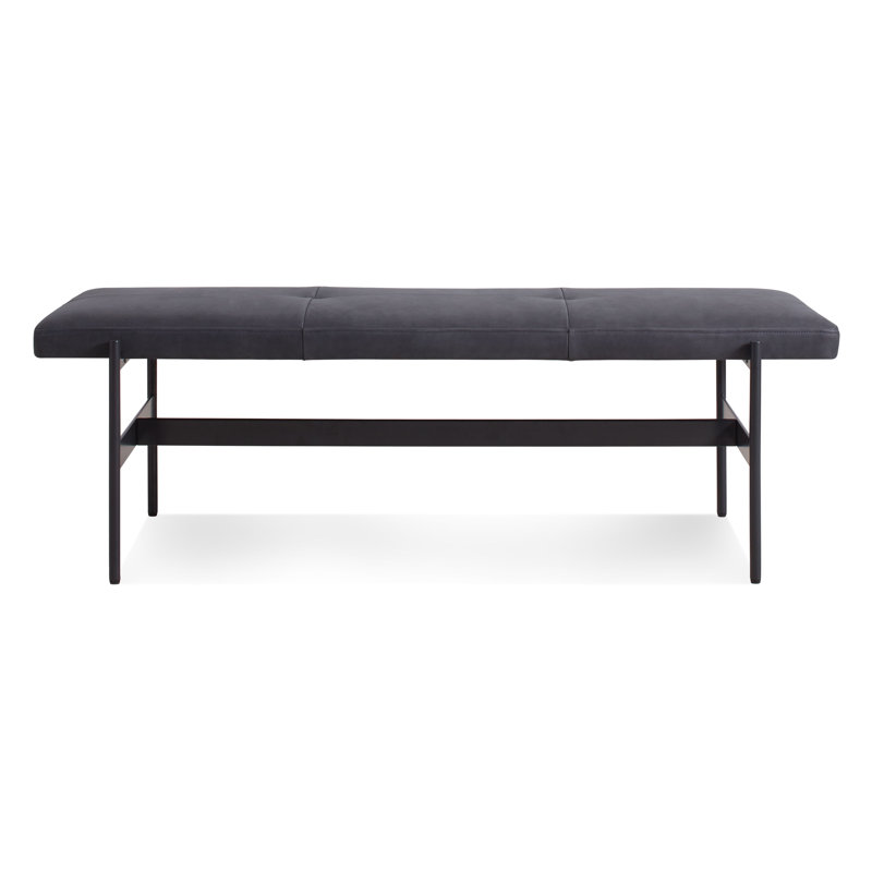 Daybench Leather Dining Bench, Ink Genuine Leather, Oblivion, 17" H x 55" W x 14" D