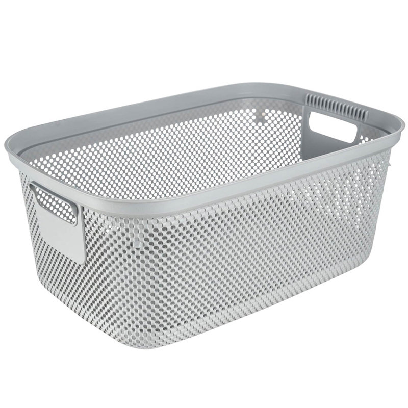 Laundry Basket with Side Handles & Air-Permeable, Grey