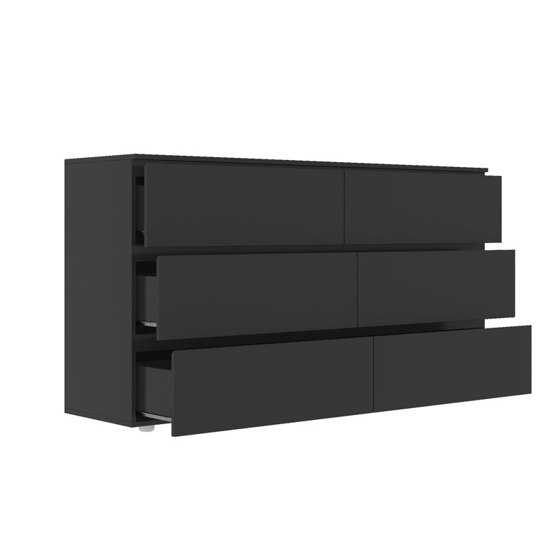 Commode 6 tiroirs l 59 po, Noir
