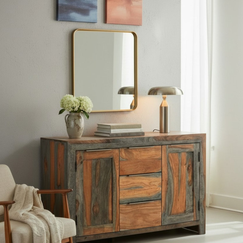 Goa Cube 120cm Solid Wood Sideboard