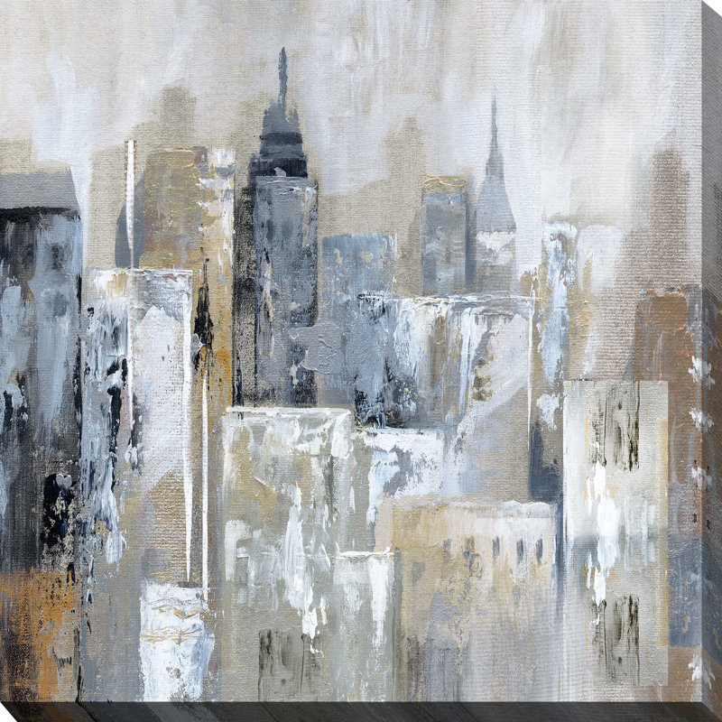 Bay City Reflection par Nan - Peinture, L 18 po x H 18 po, Toile tendue