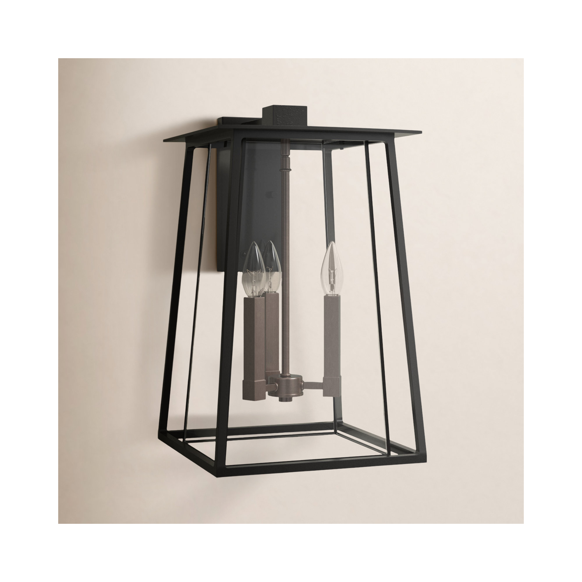 3 Light Bell Outdoor Wall Light, Black