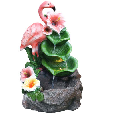 18.5" Resin LED Flamingo Fountain