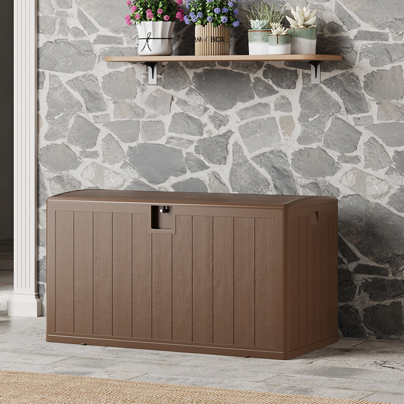 Resin Outdoor Storage Deck Box, Weatherproof & UV-Resistant Patio Container, Durable Water-Resistant Storage Bin for Patio Cushions, Garden Tools