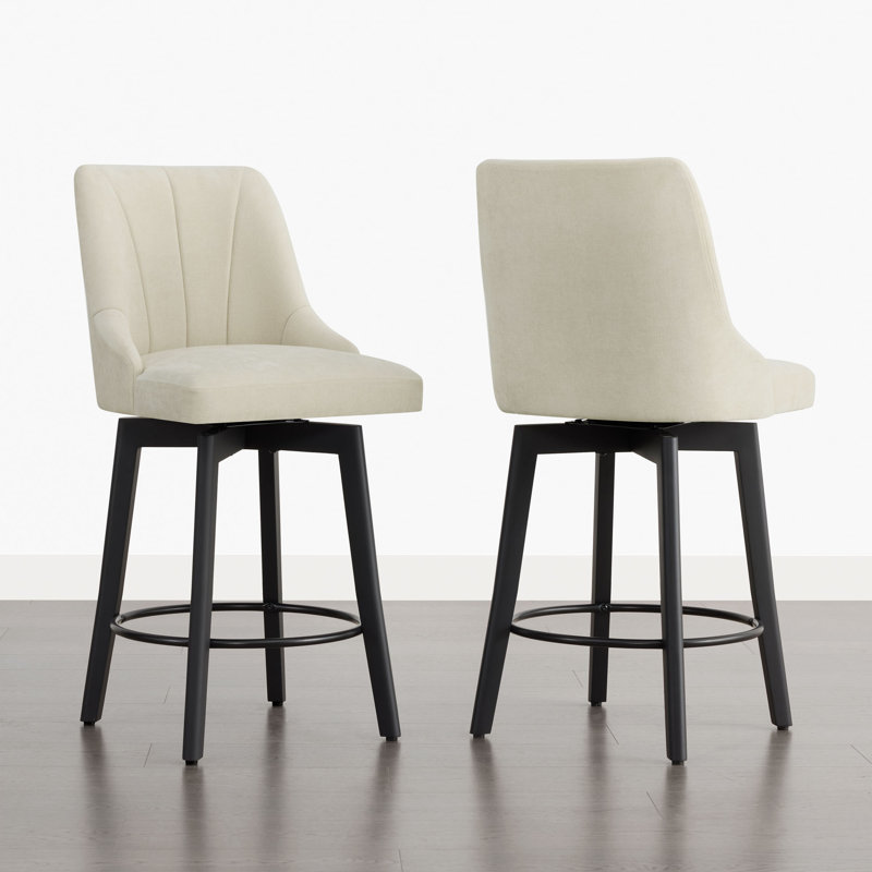 Swivel Upholstered Counter Stool, Beige