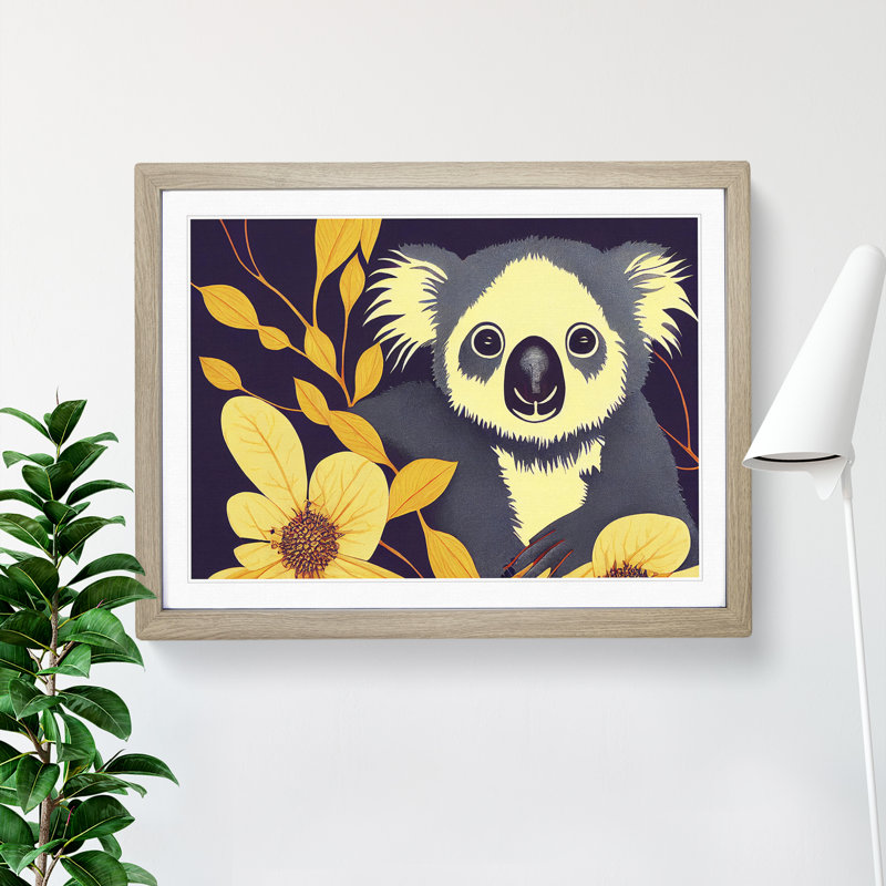 Koala Bear - Framed Print, 34cm H x 46cm W, Oak Framed