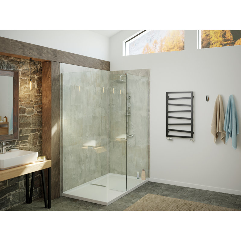 Zig Zag Heated Towel Rail, Black, 83.5cm H  x 50cm W x 7.2cm D