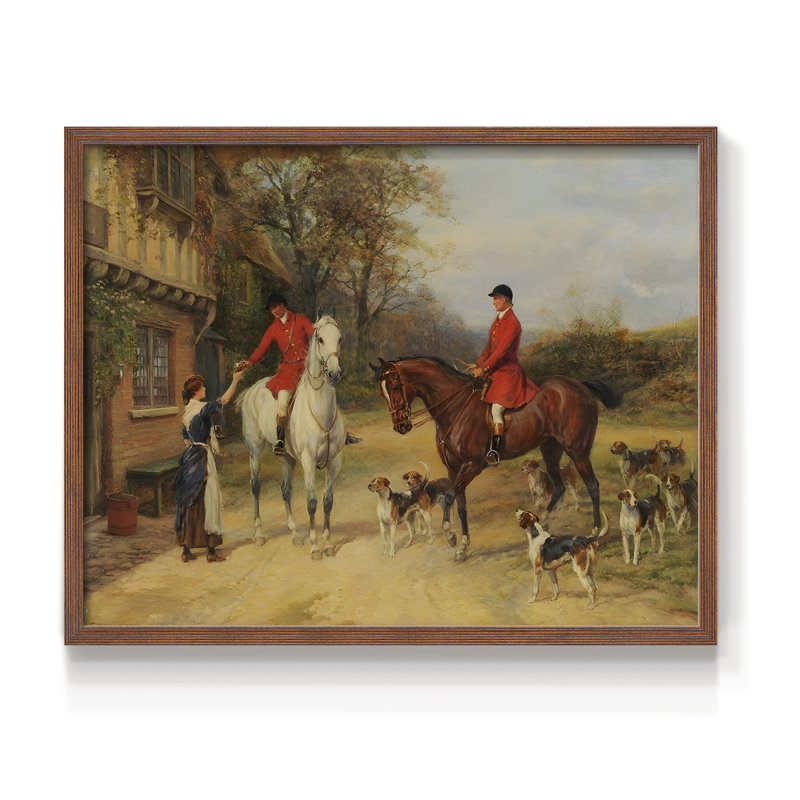 Faune rétro-V - reproduction encadrée - réaménageable, H 16 po x l 20 po, Noyer