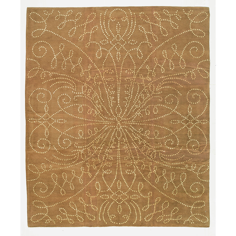 Abstract Area Rug in Brown/Gold, Rectangle 3' x 5'