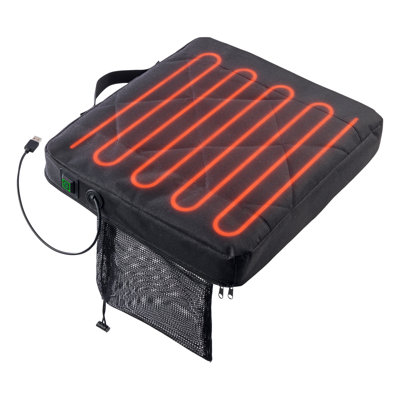 15” x 13” Heated Seat Cushion for Stadium or Camping - Indoor or Outdoor Portable USB Electric Heating Pad - Heated Bleacher Seat for Office, Sporting Events, or Camping Gear, Black