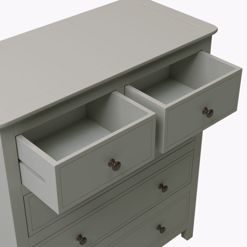 Commode 5 tiroirs en bois massif, Gris