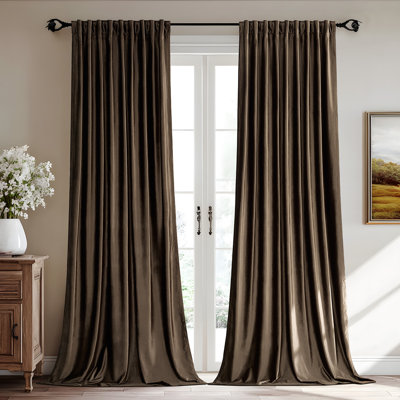 Luxury Velvet Blackout Thermal-Insulated Curtains. Room Darkening 75%-95% Rod Pocket Back Tab Drapes for Living room Bedroom (set of 2)