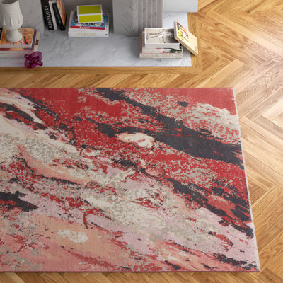 Tapis abstrait rose / rouge