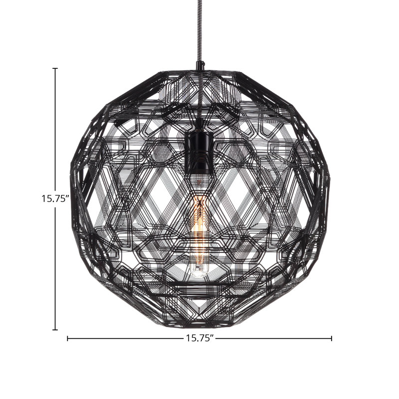 Luminaire suspendu 1 lumière Schema, Noir, H 15,75 po x l 15,75 po x P 15,75 po