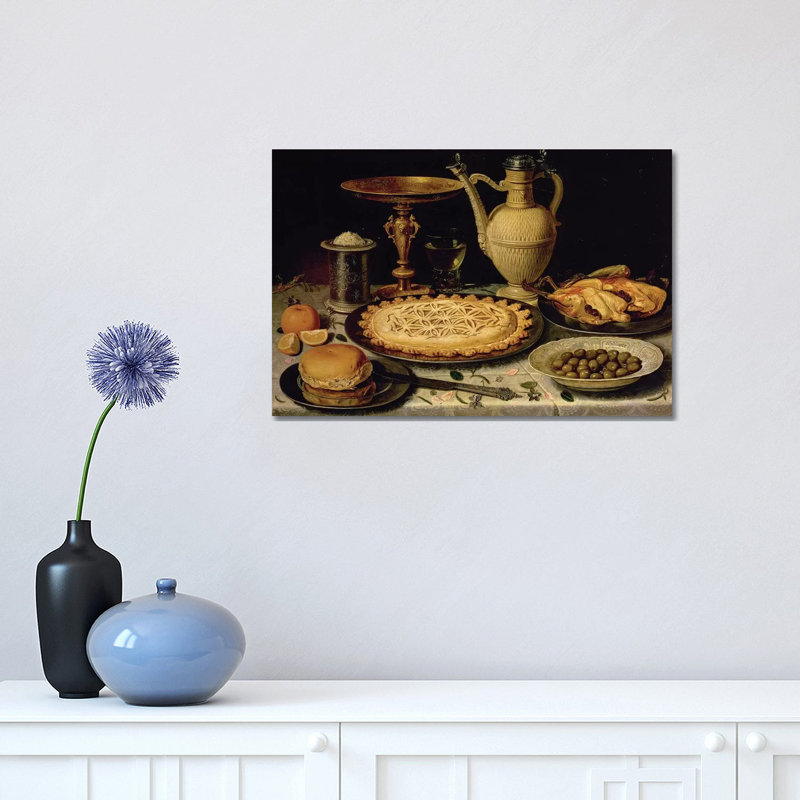 Still Life with a Tart, Roast Chicken, Bread, Rice and Olives 1 Piece Wrapped Canvas Wall Art
