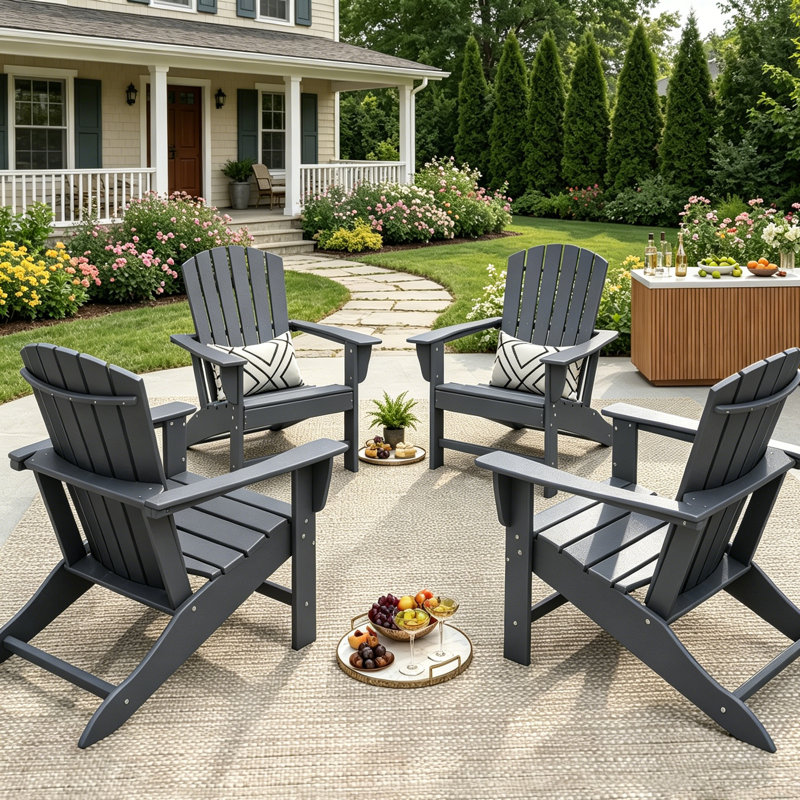 Hdpe Outdoor Adirondack Chair (set Of 4 ), Gray