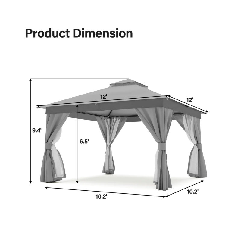 12Ft Steel Patio Gazebo