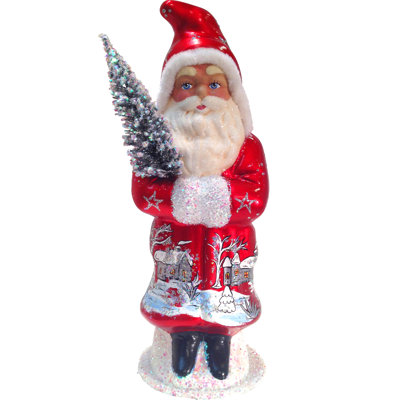 Mache de noël avec manteau avec une structure et un arbre village schaller paper
