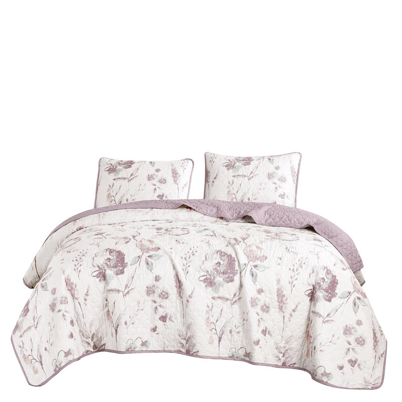 Ensemble de couvre-lit réversible 3 pièces Menefer, King Bedspread + 2 Shams