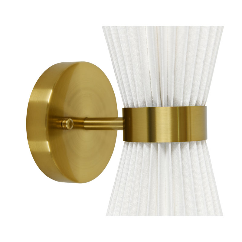 Amore 2 - Light Armed Sconce, Brass, 14.57" H x 6.1" W x 6.1" D, White