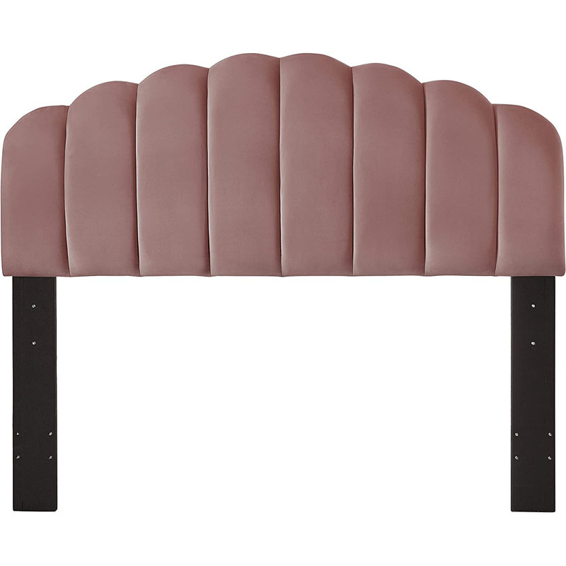 Pelson Upholstered Wingback Headboard, Rose