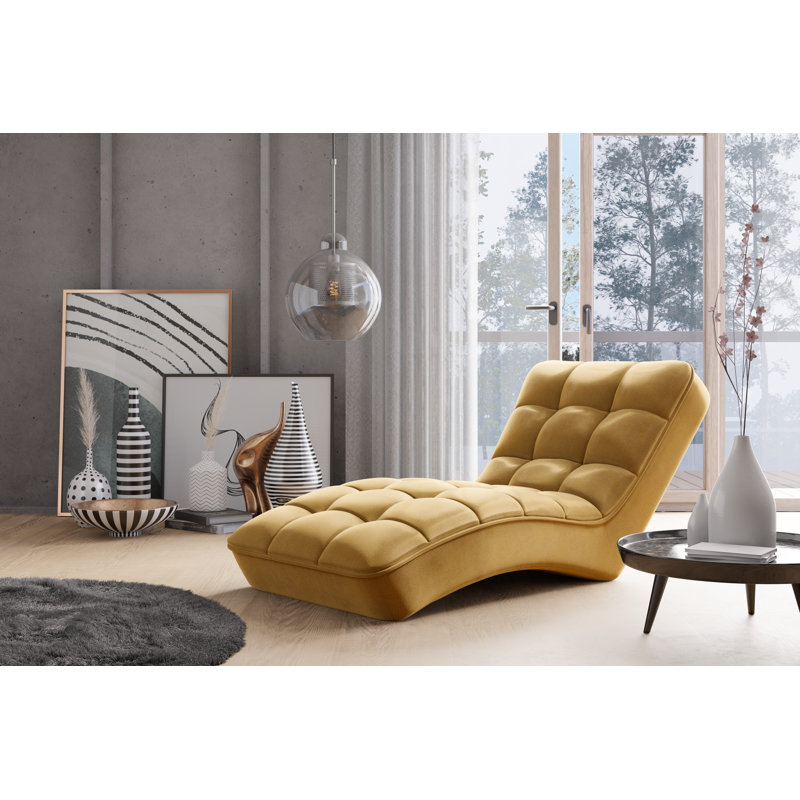 Elle-May Upholstered Chaise Lounge, Yellow