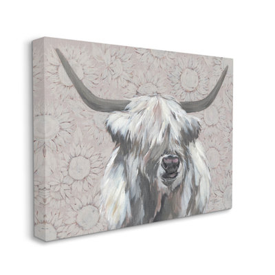 Motif de tournesol «Gazing Highland» par Michele Norman - peinture sur toile tendue