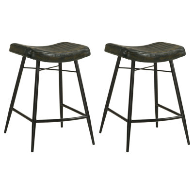Amita Leather Upholstered Counter Stool Espresso (Set of 2)