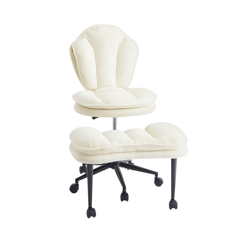 Cloud-style Cross-leg Swivel Chair With Adjustable Height Yoga Kneeling Chair With Lumbar Support For Office, White