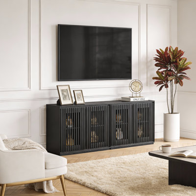 78" W Mcm Sideboard With Slatted Doors,modern Buffet Table With Storage For Dining Room by Ebern Designs