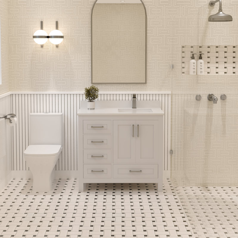 Base de meuble-lavabo simple 35 po Rooh, Blanc