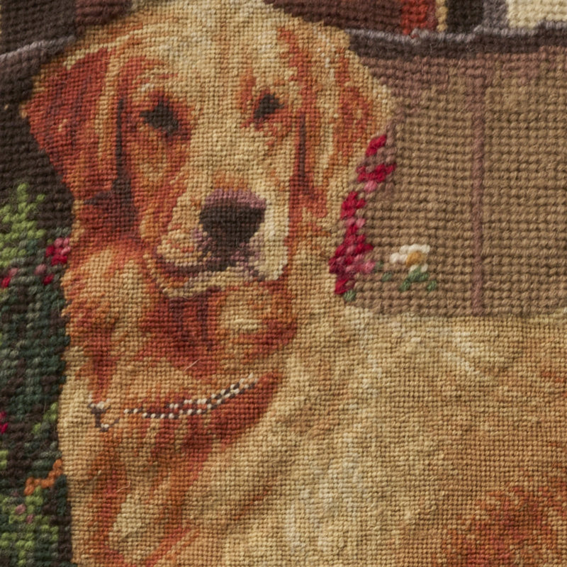 Mina Victory Vintage Pillow Pug Dog Indoor Throw Pillow, Square 20", Golden Retriever , Multicolor