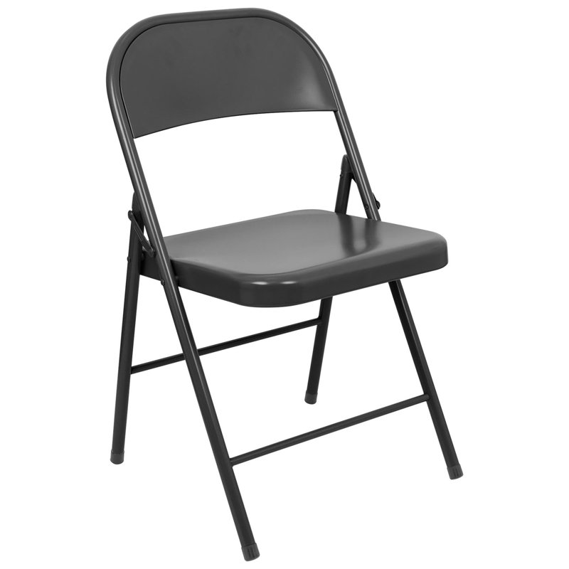 Metal Folding Chair with Rubber Bumper Feet, Black