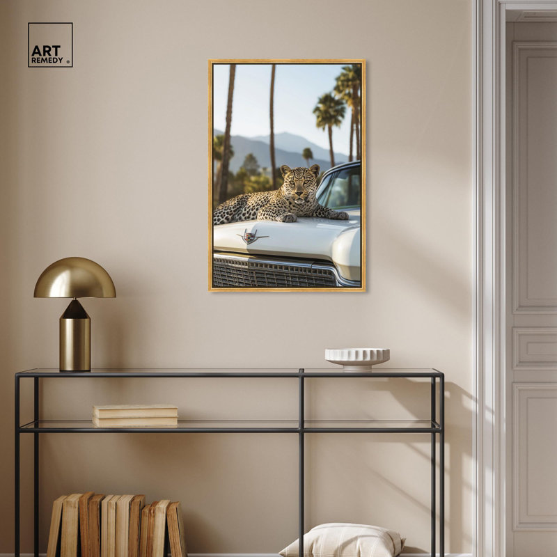 Art Remedy, toile d'art moderne tigre moderne, H 31 po x l 21 po, Cadre flottant doré