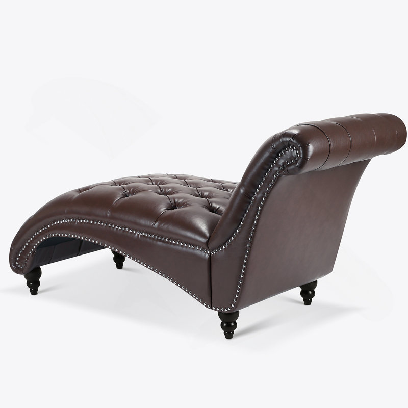 Chaise longue sans accoudoirs touffetée, Marron foncé