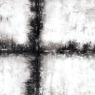 Black and White Perpendicular 1 Piece Wrapped Canvas Wall Art