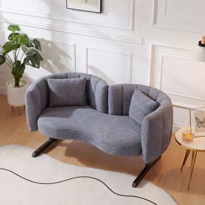 53.1"  Modren Upholstered Curved Loveseat Sofa with Pillows For  Small Space Living Room