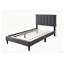 Structure de lit simple tapissier en lin noir avec tête de lit ajustable capitonnée, pieds de support centraux, système de support à lattes en bois robuste, aucun sommier requis, mobilier de chambre à coucher moderne-133587224-133587226