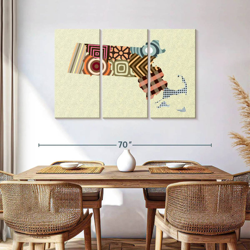 Massachusetts State Map, 36" H x 57" W