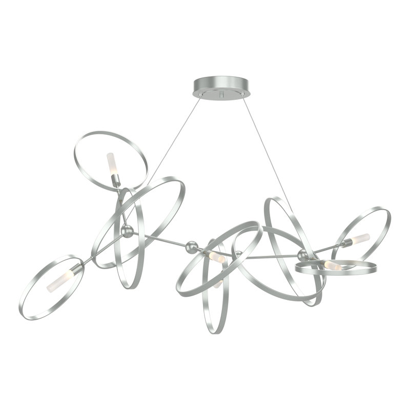 Lustre géométrique unique à 6 lumières Celesse, Platine rétro, Or doux