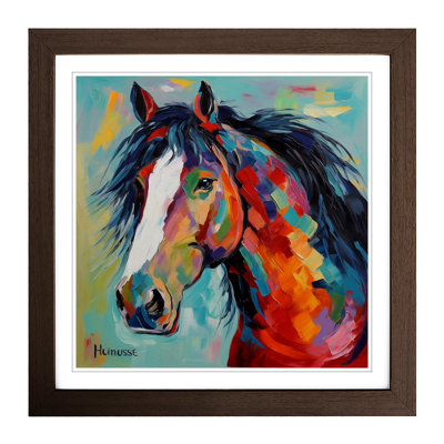 Shire Horse Fauvism - Single Picture Frame Print on Wood