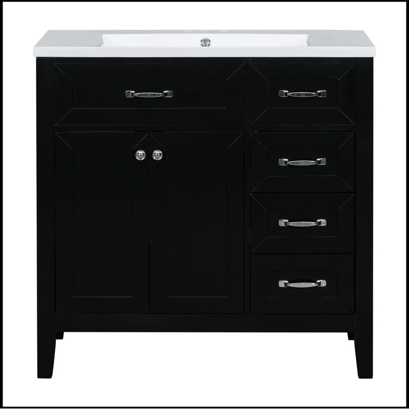 Meuble-lavabo simple avec plateau 35,98 po Savitt, Noir