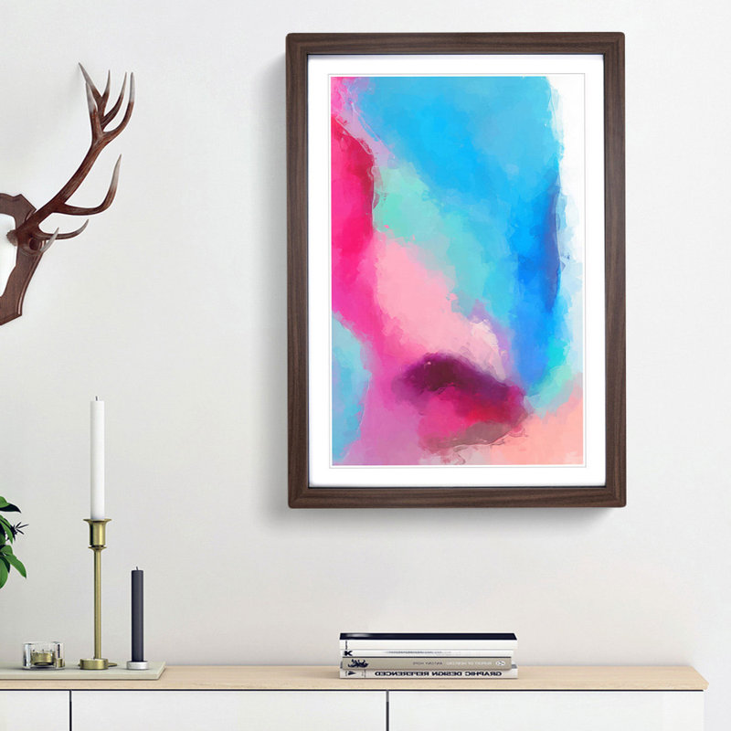 Fusion of Colour in Abstract - Framed Print, 65cm H x 48cm W x 2cm D, Walnut Framed