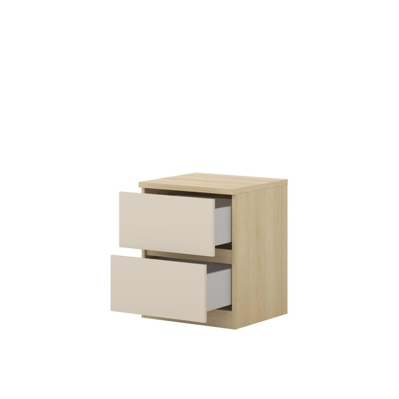 Bolat 45cm W Manufactured Wood Bedside Table, Oak/Beige