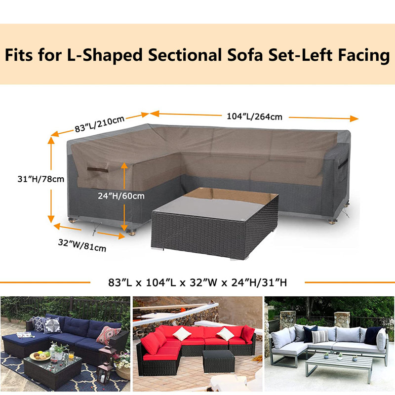 Outdoor Patio Sectional Cover, 31" H x 83" W x 104" D