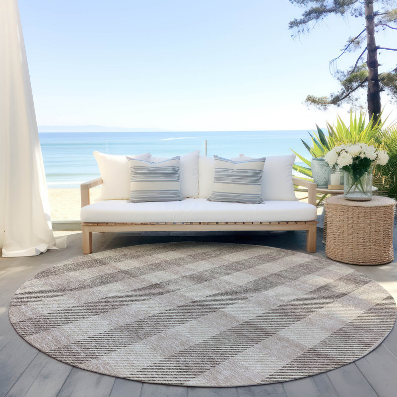 Tapis intérieur / extérieur tissé à la machine Colzie, Rond 8 pi