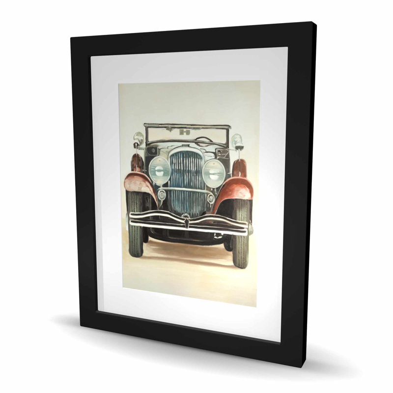 Vieille voiture de luxe des années 1920, reproduction encadrée avec passe-partout | Décoration intérieure