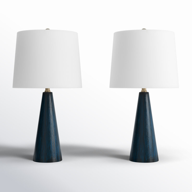 Lampe de table en céramique Prescott, Blanc, Bleu