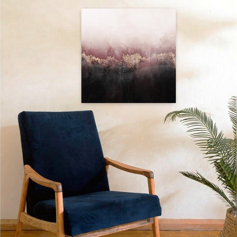 Fredriksson - Art mural contemporain abstrait ciel rose, H 24 po x l 24 po